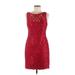 Aidan Mattox Casual Dress - Sheath: Red Jacquard Dresses - Women's Size 8