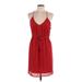 Naked Zebra Cocktail Dress - Shift: Red Solid Dresses - New - Women's Size Large