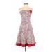 Ruby Rox Casual Dress - Fit & Flare: Red Floral Motif Dresses - Women's Size 3