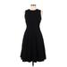 Lands' End Casual Dress - Fit & Flare: Black Solid Dresses - Women's Size 6