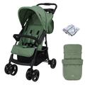 Puggle Starmax Pushchair Stroller with Raincover and Universal Footmuff - Sage Green