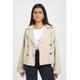 Brave Soul Womens Stone 'Brandy' Double Breasted Cropped Trench Coat - Size 16 UK