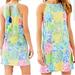 Lilly Pulitzer Dresses | Lilly Pulitzer Margot Halter Neck Swing Mini Dress Cheek To Cheek Neon Xs | Color: Blue/Pink | Size: Xs