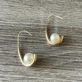 Anthropologie Jewelry | Bohemian Pearl Hoop Earrings N139 | Color: Gold/White | Size: Os