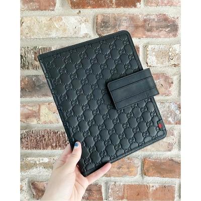 Gucci Tablets & Accessories | Gucci Black Ipad Case Rubber Leather Guccissima Signature Monogram Embossed Gg | Color: Black | Size: Os