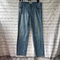 Free People Jeans | Free People Distressed Straight Leg Light Wash Denim Jeans Size 28 | Color: Blue | Size: 28