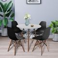 (White Table + 4 Black Chairs) 80cm Round Side Coffee Table & 4 Chairs Beech Legs