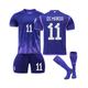 (24(130-140CM)) Argentina Men's Away World Cup Jersey Di Maria #11 Soccer T-Shirt Shorts Kits Football 3-Pieces Sets