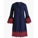 J. Crew Dresses | 3 For $25 - J.Crew Eyelet Bell Sleeve Dress | Color: Blue/Red | Size: Xxs