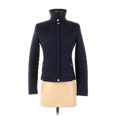 Massimo Dutti Coat: Blue Argyle Jackets & Outerwear - Women's Size X-Small