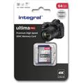 Integral INSDX64G-100/70V30 64GB SD Card 4K Ultra-HD Video Premium High Speed Memory Card SDXC Up to 100MB/s SDXC V30 UHS-I U3 Class 10 SD M