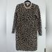 J. Crew Dresses | J. Crew Leopard Print Knit Sweater Dress Long Sleeves Crew Neck Size Medium | Color: Brown/Tan | Size: M