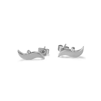 Paar Ohrstecker FIRETTI "Schmuck Geschenk Ohrschmuck Titan Welle", silber (titanfarben, edelstahlfarben, kristallweiß), Ohrringe, Damen, Titan-Edelstahl, Titan, Edelstahl, mit Zirkonia (synth.) Image