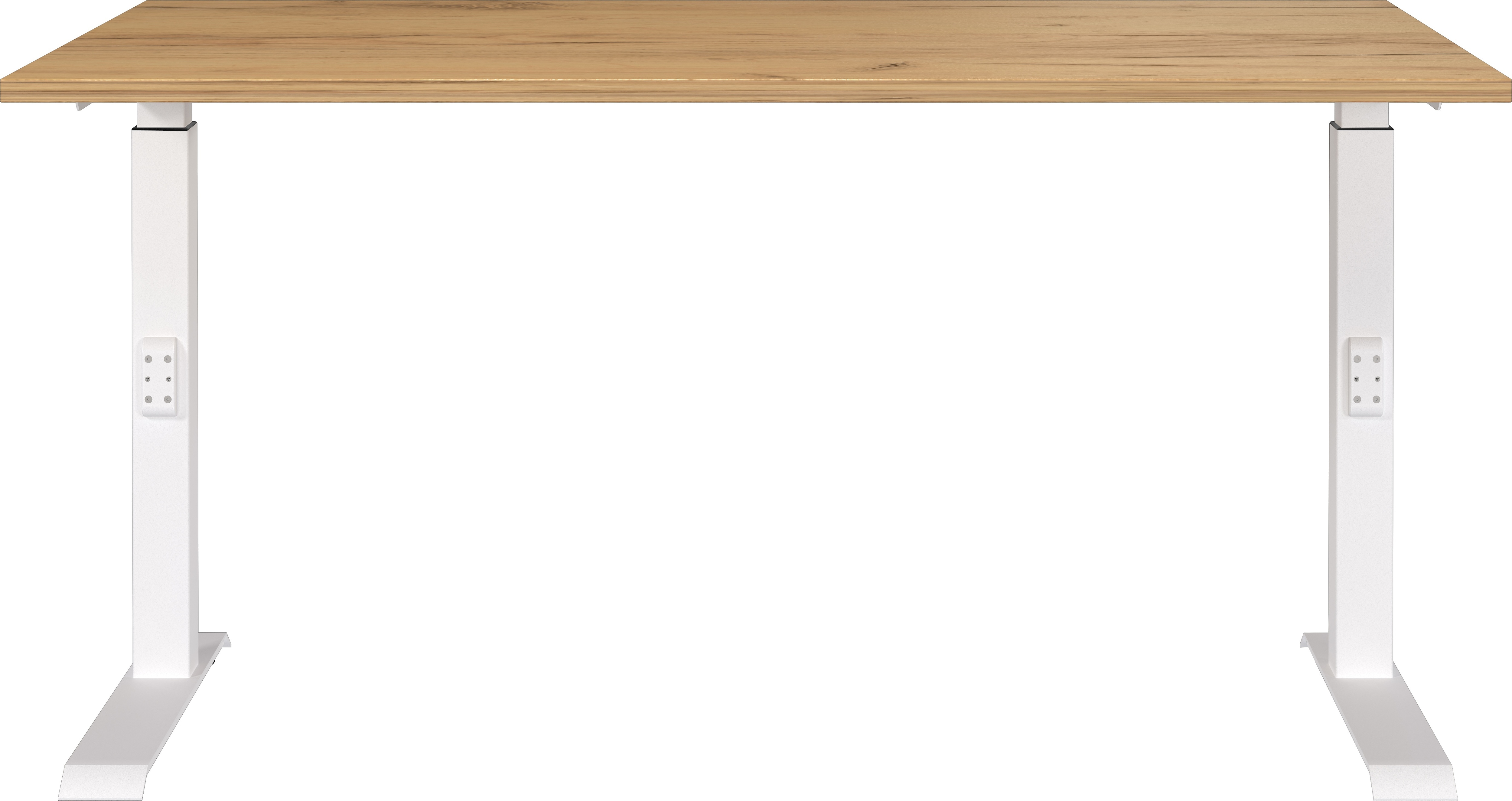 Schreibtisch GERMANIA "Downey", weiß (navarra, eiche, nachbildung, weiß, weiß, navarra, eiche, nachbildung), B:140cm H:91cm T:80cm, Tische, Schreibtisch, höhenverstellbar von 68-91 cm, verfügbar in verschiedenen Breiten