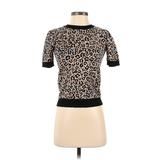 Ann Taylor Pullover Sweater: Brown Animal Print Tops - Women's Size 2X-Small Petite