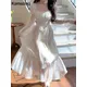 Französisch elegante Spitze Midi Kleid koreanische Mode solide A-Linie Strand Vestidos Frauen lässig