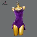 Costume da competizione di danza latina viola donna abito professionale Cha-Cha ragazze di grandi