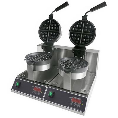 MoTak WMR7D Double Classic Belgian Commercial Waffle Maker w/ Cast Aluminum Grids, 2000W, Stainless Steel, 120 V