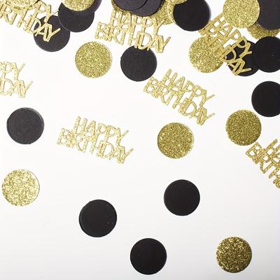 TEMU Set/120pcs, Black Golden Happy Birthday Confetti Birthday Party Decoration Supplies Birthday Party Decor Supplies Table Decor Confetti