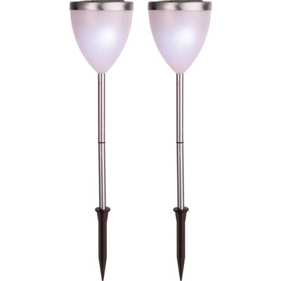 477-35 LED-Solar-Pathlights 2-er Set 46 x 10 cm, silber - Best Season Image