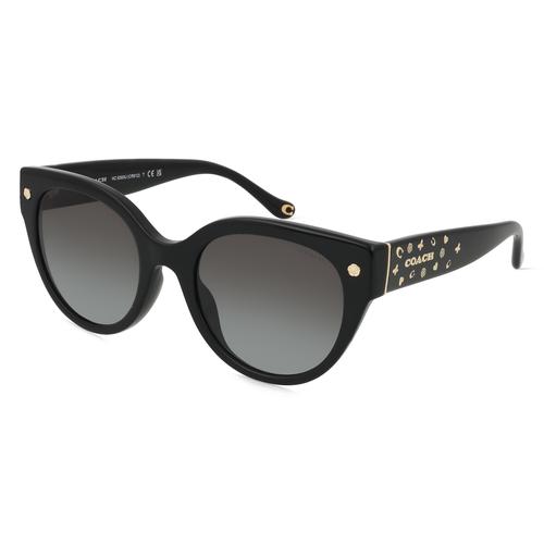 Coach 0HC8393U Damen-Sonnenbrille Vollrand Rund Acetat-Gestell, schwarz