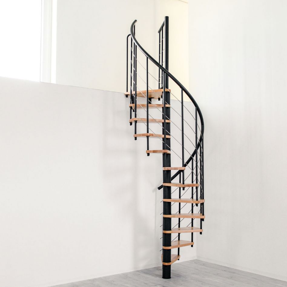 Minka Spindeltreppe Venezia Smart schwarz Wendeltreppe, 120 cm, Walnuss Image