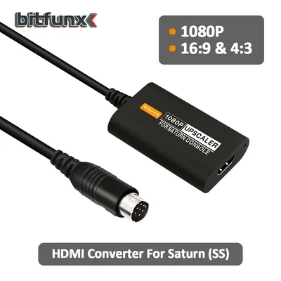 Bitfunx HDMI Converter for SEGA Saturn SS 1080p Upscaler 4:3/16:9 Aspect Ratio Switch S-video Input