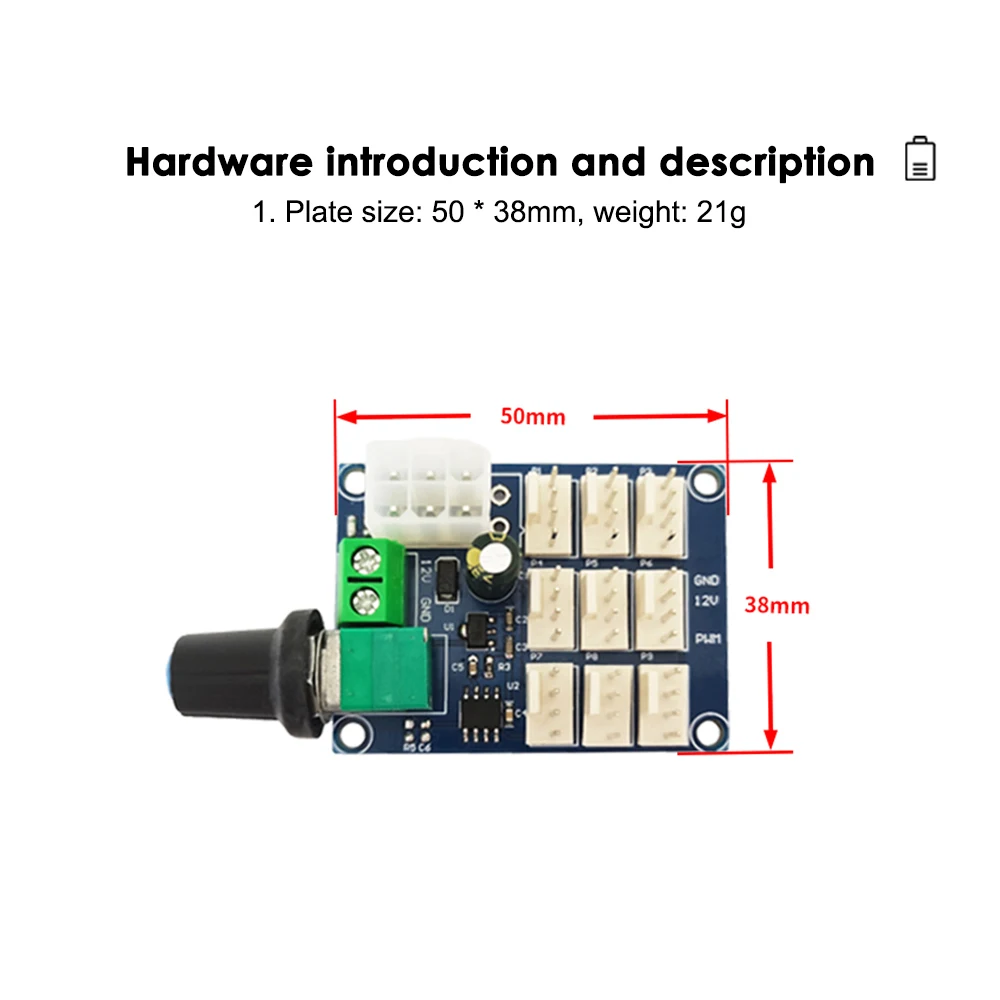 9 Channel Fan Governor PWM Speed Regulation Controller 12V Manual Speed Regulation Controller Power Supply for Computer
