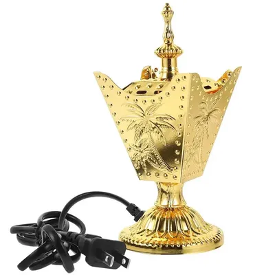 Retro Electric Incense Burner Metal Censer Burner Middle East Vintage Church Sandalwood Fragrance