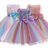 Pinkdeer 0-9Y Toddlers Kids Baby Girls Princess Dresses 3D Flower Bowknot Sleeveless Strapless Tutu Dress Lace Tulle Party Dress Birthday