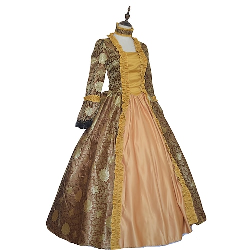 Vintage Barock Punk Gothic Maxi Kleid Normal Ein Hauch Aschenputtel Prinzessin Quadrathals Kostüm königlich Halloween Karneval Maskerade Leistung Party Halloween Erwachsene Ganzjahres Image