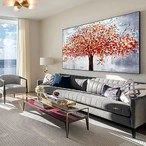 Hang-Ölgemälde Handgemalte Horizontal Landschaft Blumenmuster / Botanisch Moderne Modern Ohne Innenrahmen (ohne Rahmen) Image