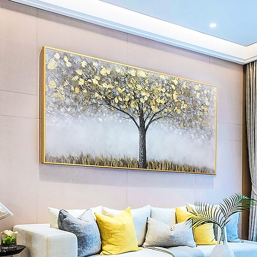 Hang-Ölgemälde Handgemalte Horizontal Landschaft Blumenmuster / Botanisch Moderne Modern Ohne Innenrahmen (ohne Rahmen) Image