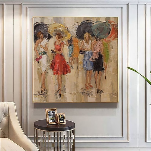 handgemachtes Ölgemälde Leinwand Wandkunst Dekoration moderne abstrakte Figur Street Fashion Frau für Wohnkultur gerollt rahmenlos ungedehntes Gemälde Image