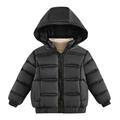 QUYUON Toddler Puffer Jacket with Hood Quilted Lightweight Hoodies Jackets Winter Warm Hooded Long Sleeve Down Coats Outerwear Windbreaker Padded Jackets Black L
