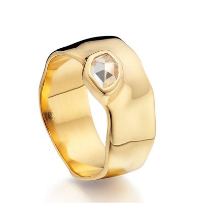 Siren White Topaz Wide Band, Gold Vermeil on Silver