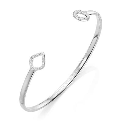 Sterling Silver Riva Mini Kite and Mini Circle Diamond Cuff Diamond