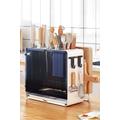 Acrylic Cutting Board Knife Block Storage Rack with Drainboard Black and White