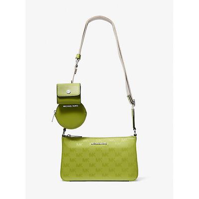 Michael Kors Jet Set Woven Logo Nylon Crossbody Bag with Case for Apple Airpods Pro® Green One Size