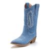 Cowboy Boots LASCANA, Damen, Gr. 41, blau (denimblau), Obermaterial: 95% Textilmaterial, 5% Rindsleder. Futter: 100% Lederimitat. Decksohle: 100% Lederimitat. Laufsohle: 100% Synthetik, unifarben, casual, Schuhe Cowboystiefel Schlupfstiefel, Cowboy...