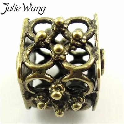 Juliewang 8 teile/paket kupfer alt bronze 2mm hohl perlen verzierung simulation perlens chmuck