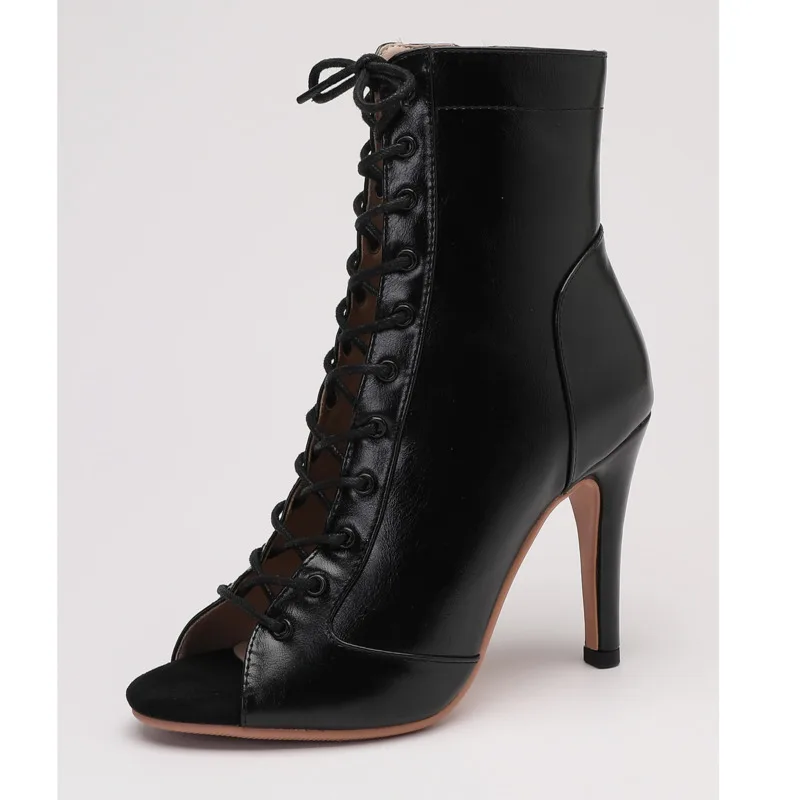 2023 neue Mode-Trend Lace-up Stiefel Stilettos Jazz Dance Weibliche Schuhe Für Latin Tanzen Outdoor Booties Große Größe