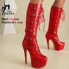 Frau Fetisch Stiefel kniehohe Schnalle Schuhe Nachtclub Plattform Winter Stöckels chuhe plus Größe Frauen schwarze Stiefel 42 43 44 45 46