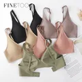 FINETOO Reggiseno morbido senza fili da donna Reggiseni a V profondo Reggiseno imbottito Bralette sexy S-XL Intimo femminile senza cuciture Confortevole lingerie da donna