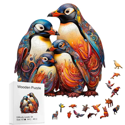 Exquisite Geschenk box aus Holz puzzle pinguin mit unregelmäßig geformten Tier puzzle geschenken für