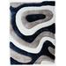 MDA Home Mateos Shag Abstract Designed White/Gray/Navy Polyester Area Rug - 4' x 6' - MDA Rugs MSSP0746