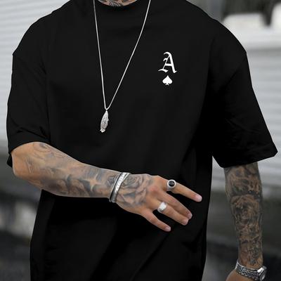 TEMU Men's Casual Stylish A Print Short-sleeve T-shirt, Comfortable And Versatile. Image