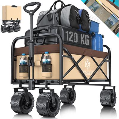 Bollerwagen faltbar mit Breite Reifen Handwagen Transportkarre Gerätewagen inkl. 2 Netztaschen Image