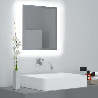 Maisonchic - LED-Badspiegel,Wandspiegel,Badzimmer Spiegel Hochglanz-Grau 40x8,5x37 cm Acryl