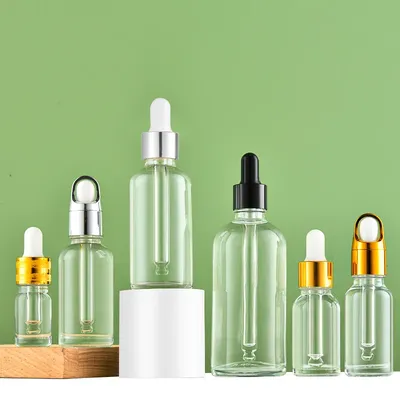 Wholesale Empty Dropper Bottle Frost Essential Oil Glass Clear Aromatherapy Liquid 5-100ml Drop for